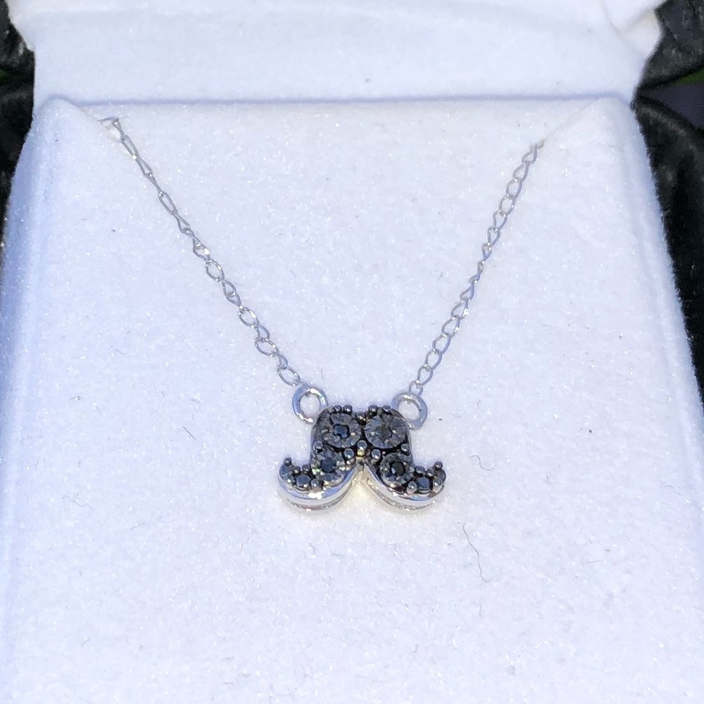 Glittering Mustache Pendant Necklace - OBO